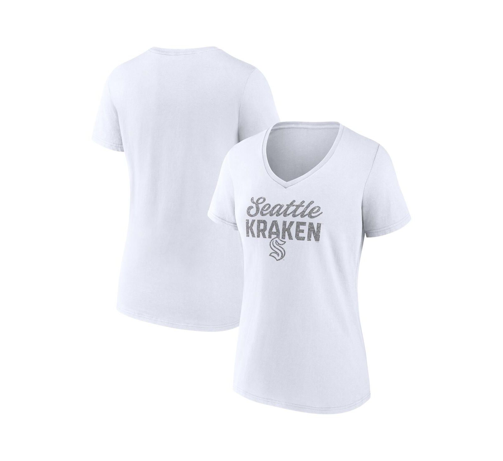 Fanatics Women's Seattle Kraken White Out V-Neck T-Shirt