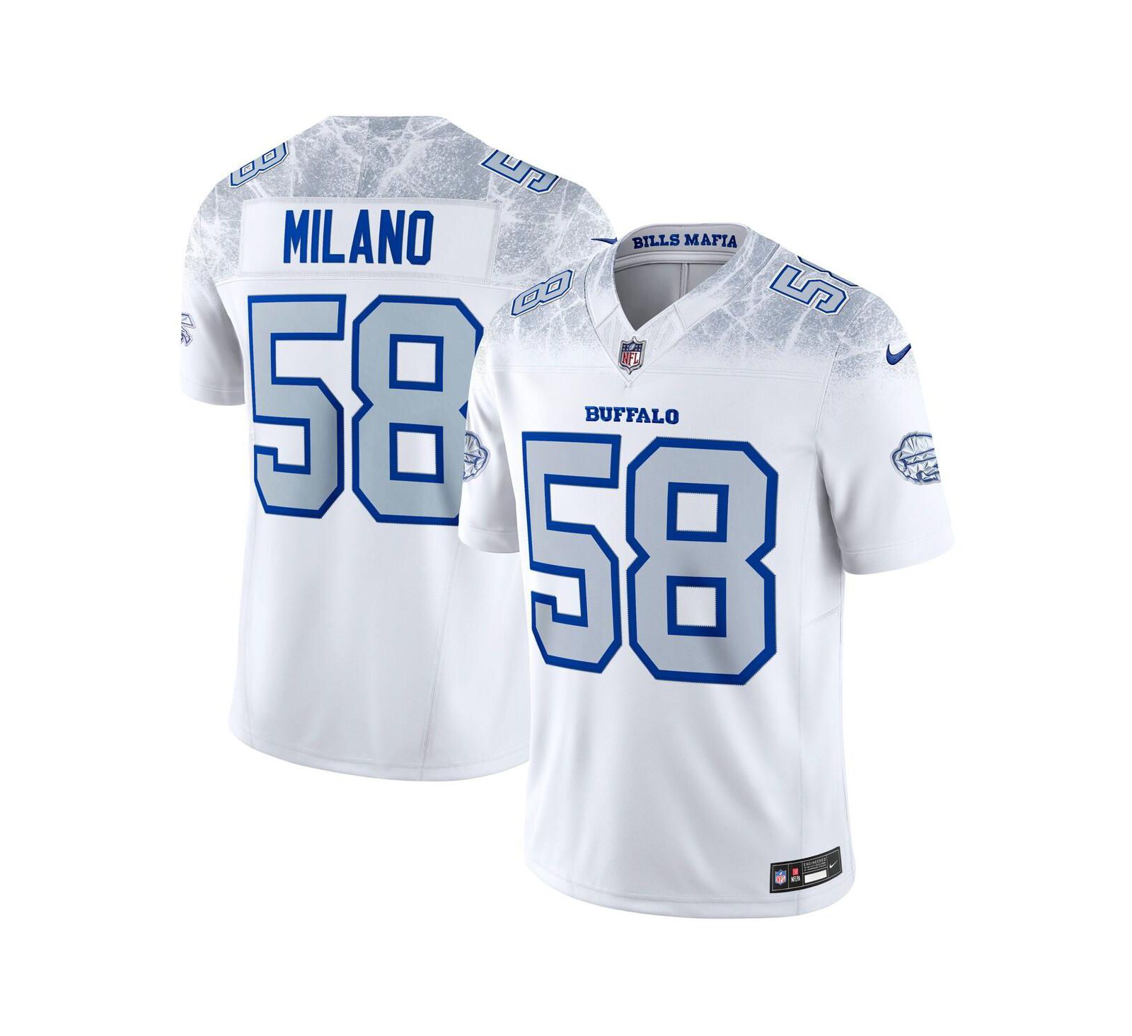Мужская джерси Nike Matt Milano White Buffalo Bills 2025 Rivalries Collection Limited