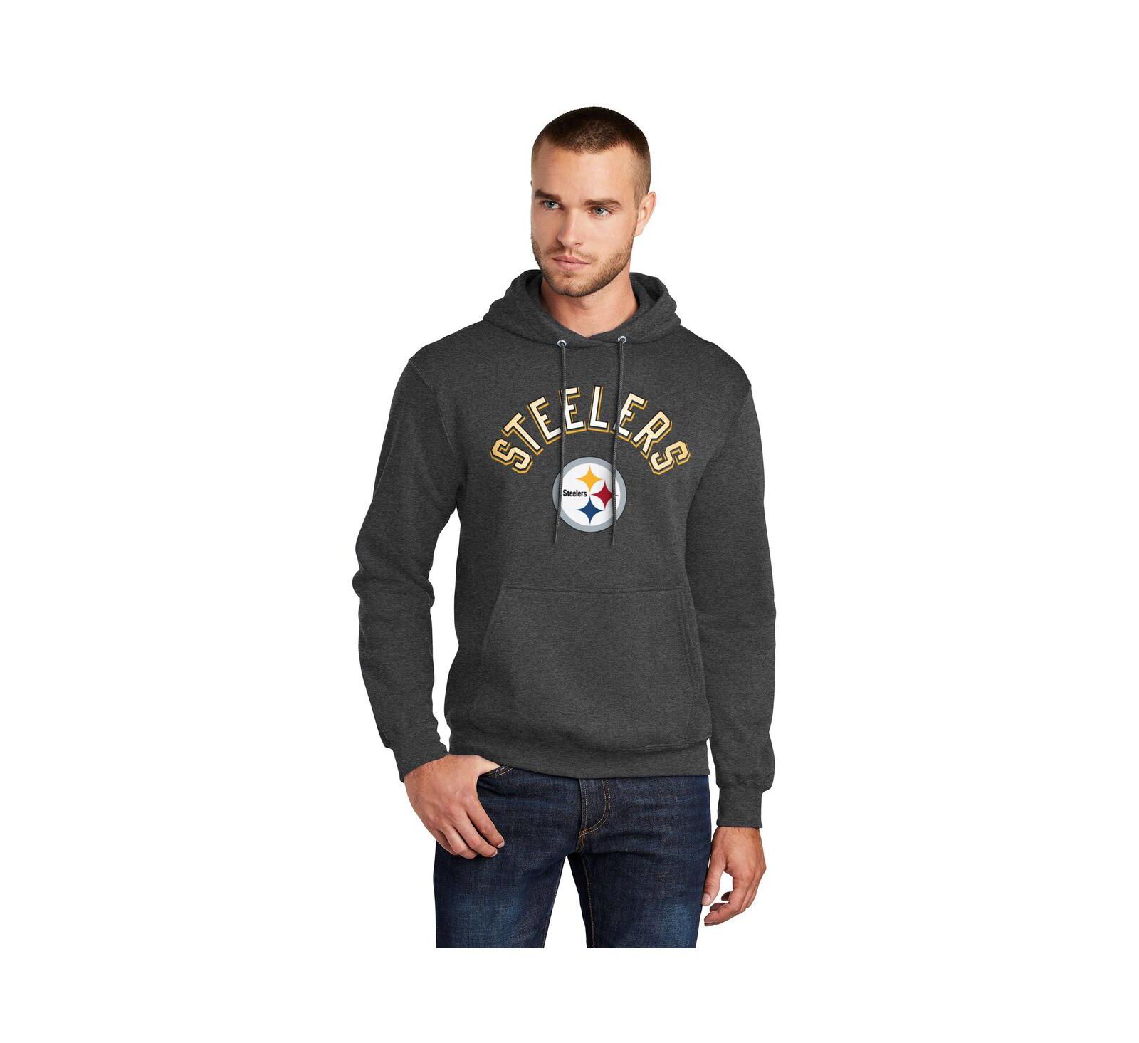 Мужское худи Starter Charcoal Pittsburgh Steelers Arch Over Logo Pullover