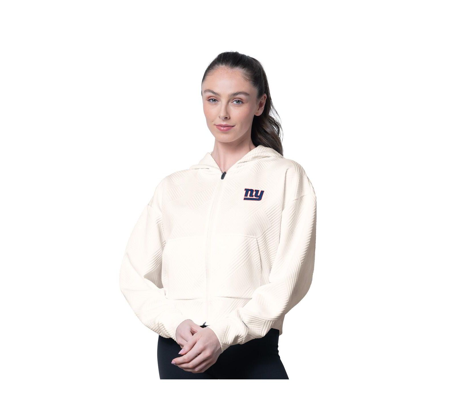 MSX by Michael Strahan Женское худи New York Giants Eleanor с полной молнией, кремовое