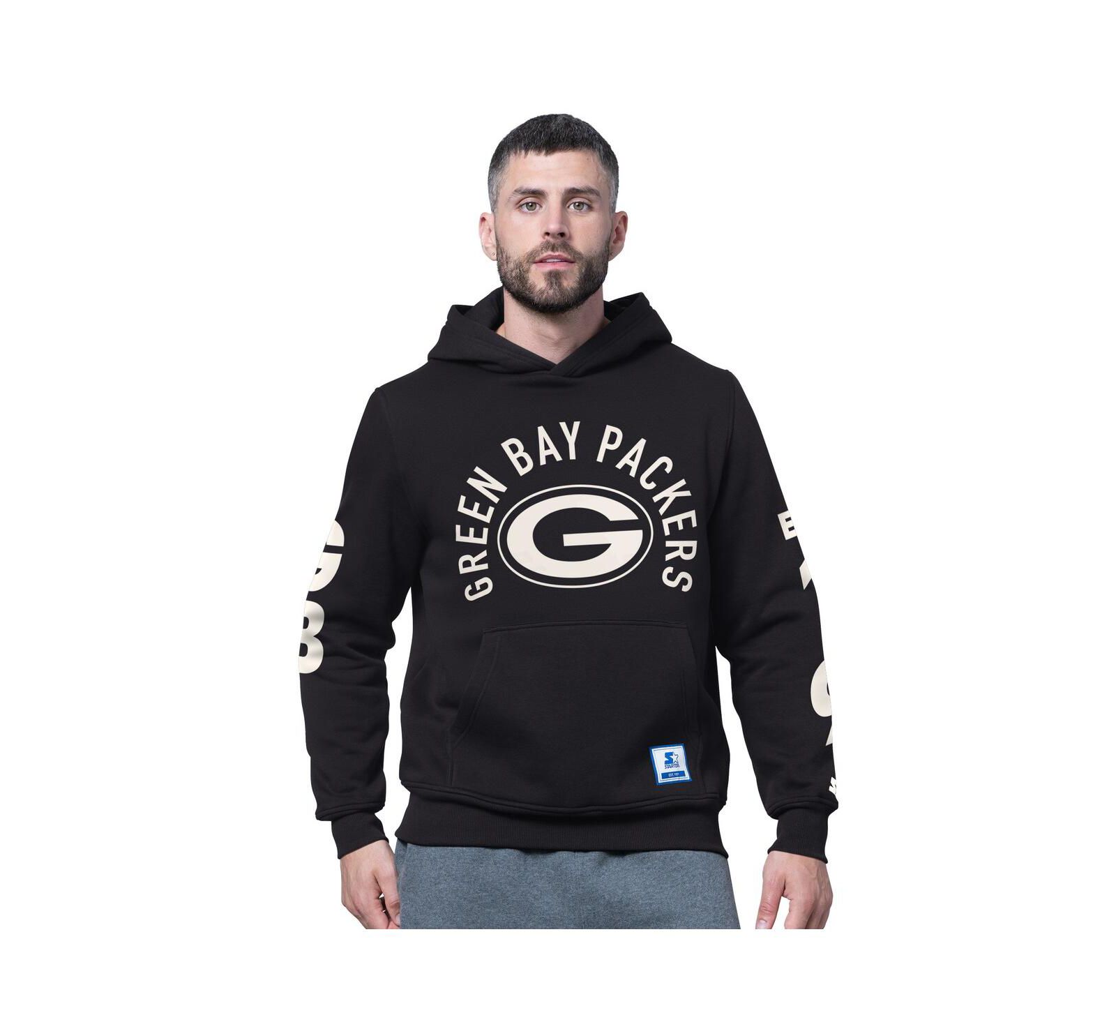 Мужская флисовая толстовка Starter Black Green Bay Packers Handoff