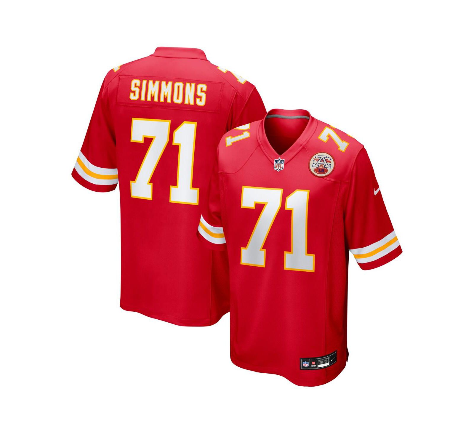 Мужская игровая джерси Nike Josh Simmons Red Kansas City Chiefs 2025 NFL Draft First Round Pick