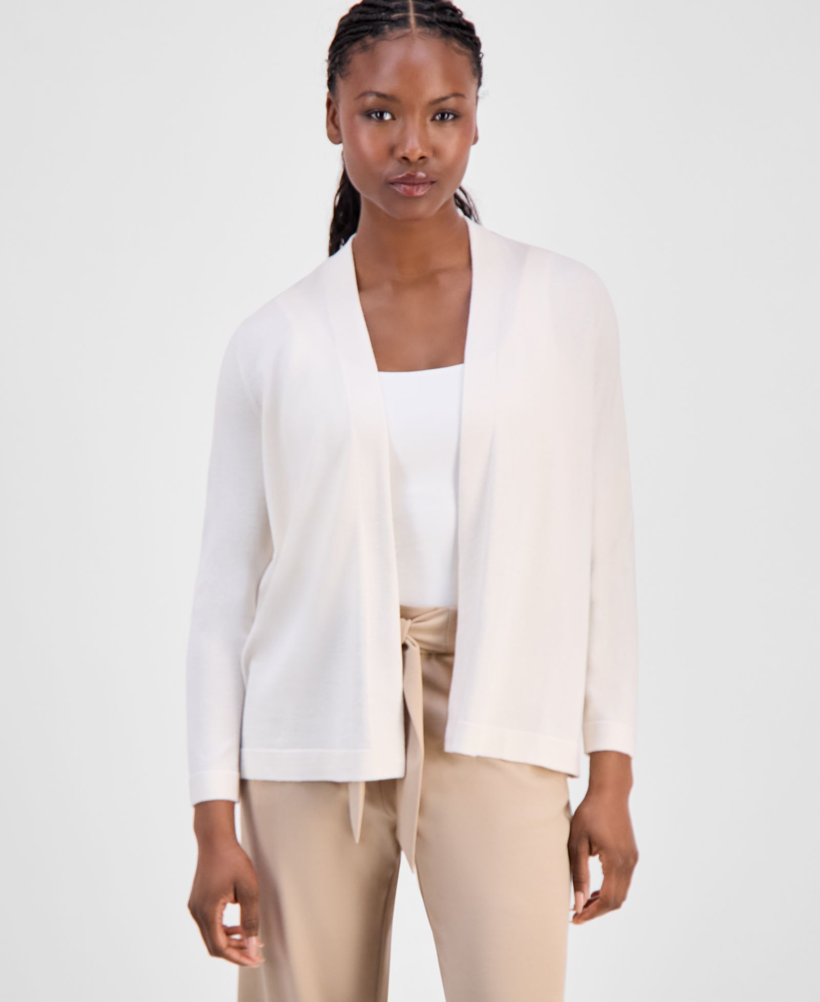 Anne Klein Essentials Petite Chatham Open-Front Cardigan
