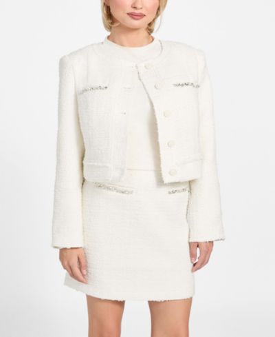 GUESS Women's Clotilde Tweed Cropped Jacket
