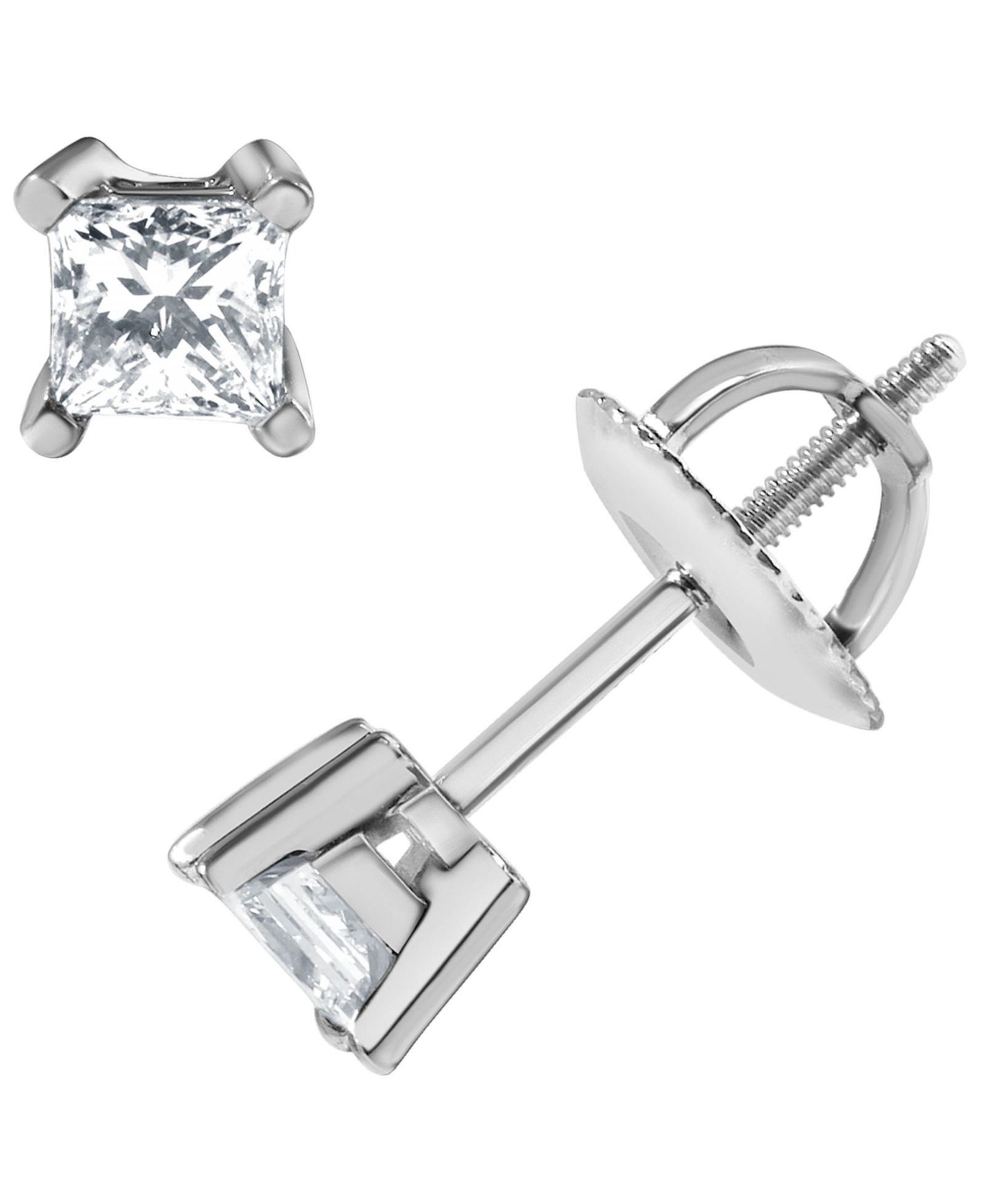 Серьги-гвоздики Macy's Diamond Princess Stud 1/3 ct. t.w. в 14k White Gold