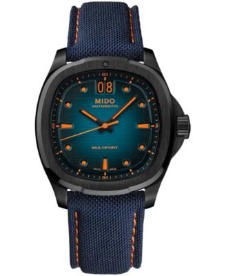 Mido мужские швейцарские автоматические часы Multifort Big Date с синим тканевым ремешком, 40 мм
