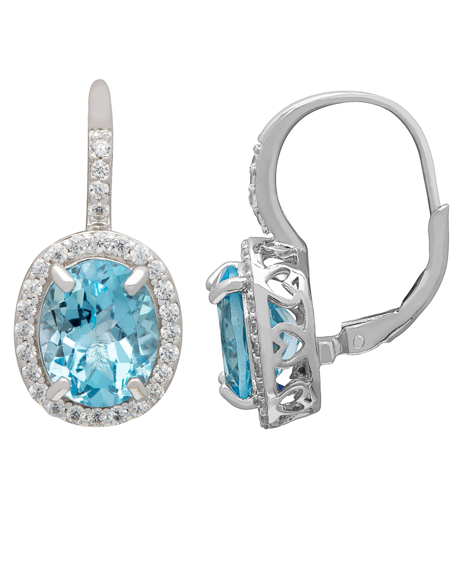 Серьги-подвески Macy's Amethyst 2.40 ct. and White Topaz 0.56 ct. Sterling Silver