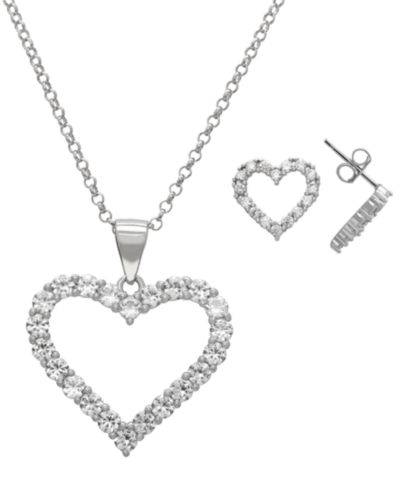 Набор из кулона и сережек Macy's с белым сапфиром и Sterling Silver