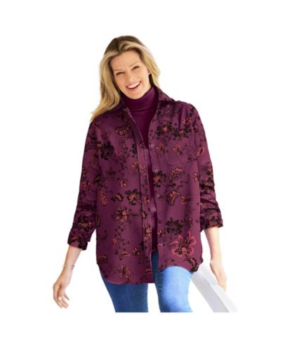 Женская рубашка Woman Within Plus Size Soft Faux Suede