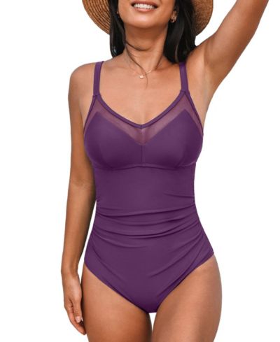 Женский слитный купальник Cupshe V Neck Cutout Ruched Mesh