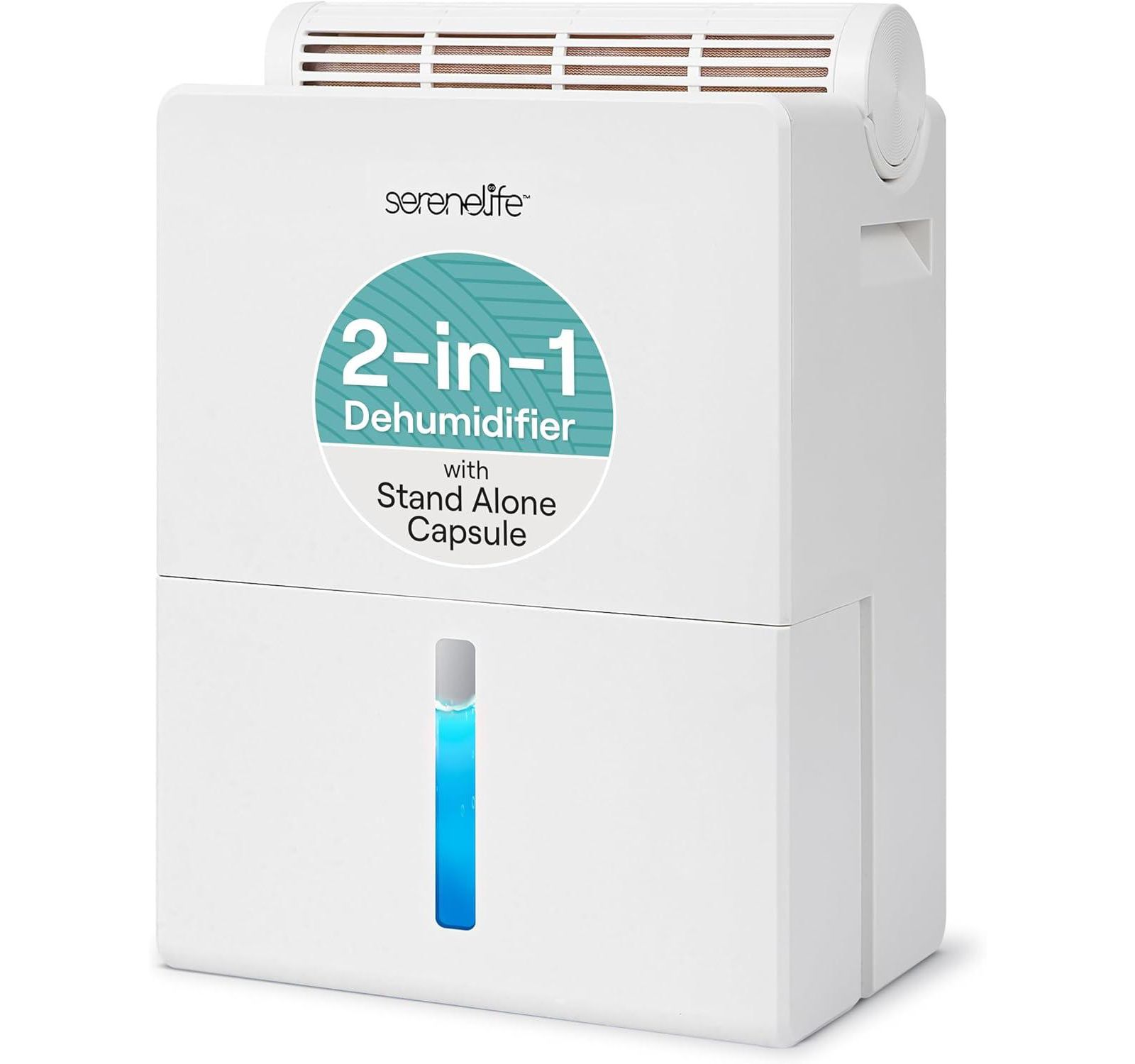 SereneLife 2-in-1 Portable Dehumidifier with Removable Cylinder & Drying Base