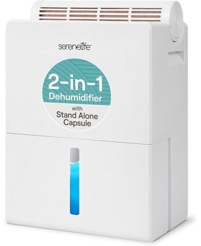 SereneLife 2-in-1 Portable Dehumidifier with Removable Cylinder & Drying Base