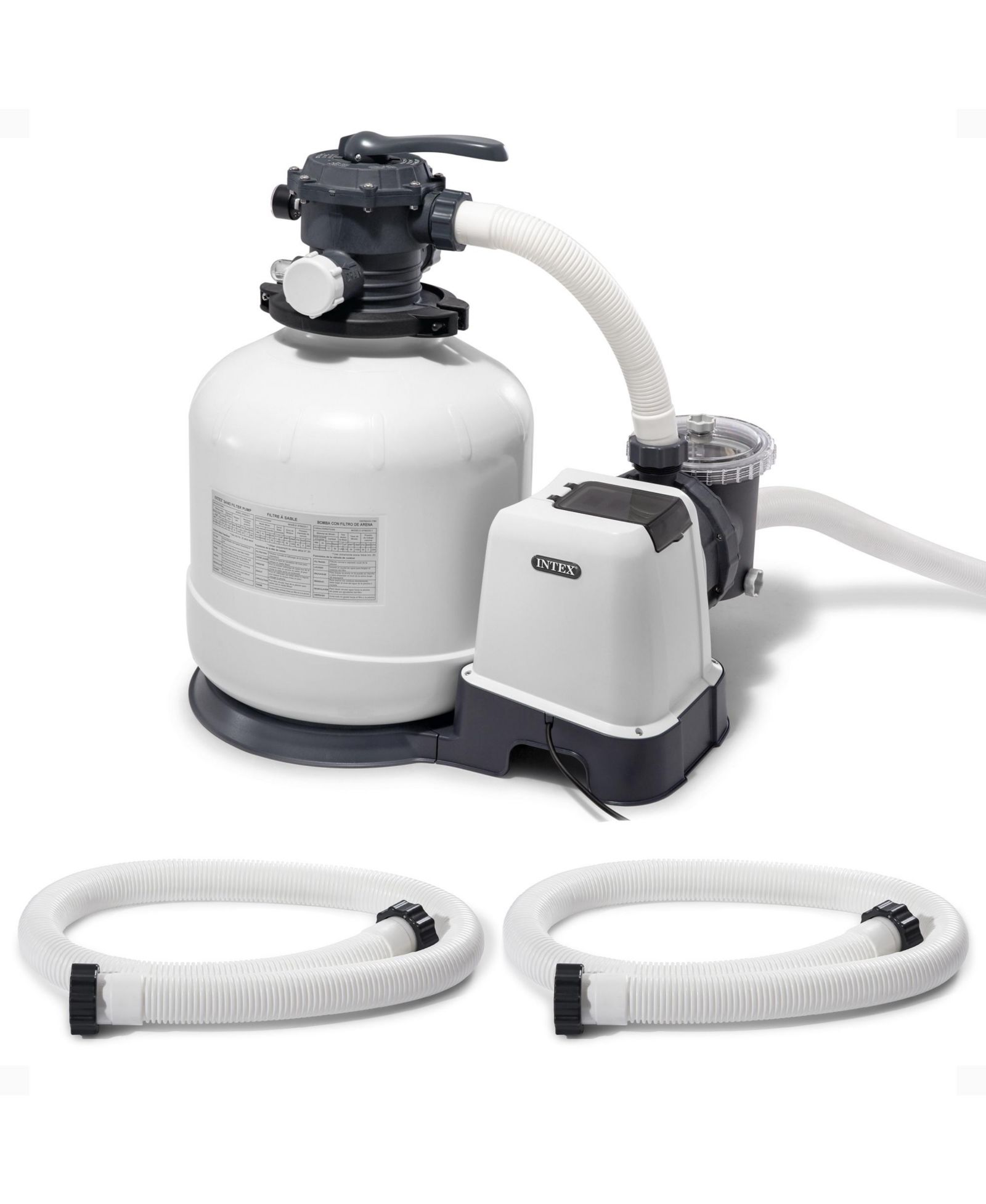 INTEX 3000 GPH Above Ground Pool Sand Filter Pump w/ 1.5 Inch Pump Hose (2 Pack)
