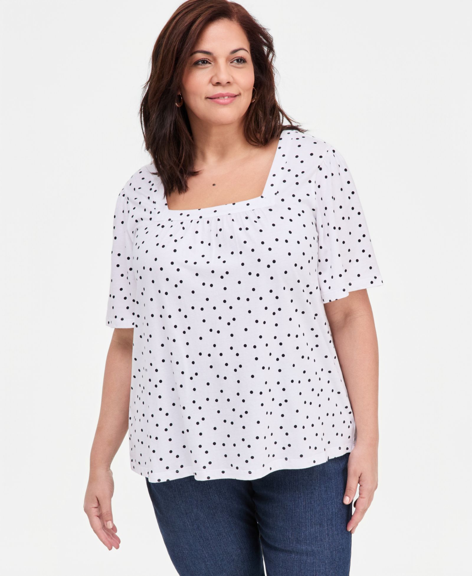 Style & Co Plus Size Short Flutter-Sleeve Square-Neck Knit Top, Macy's Exclusive
