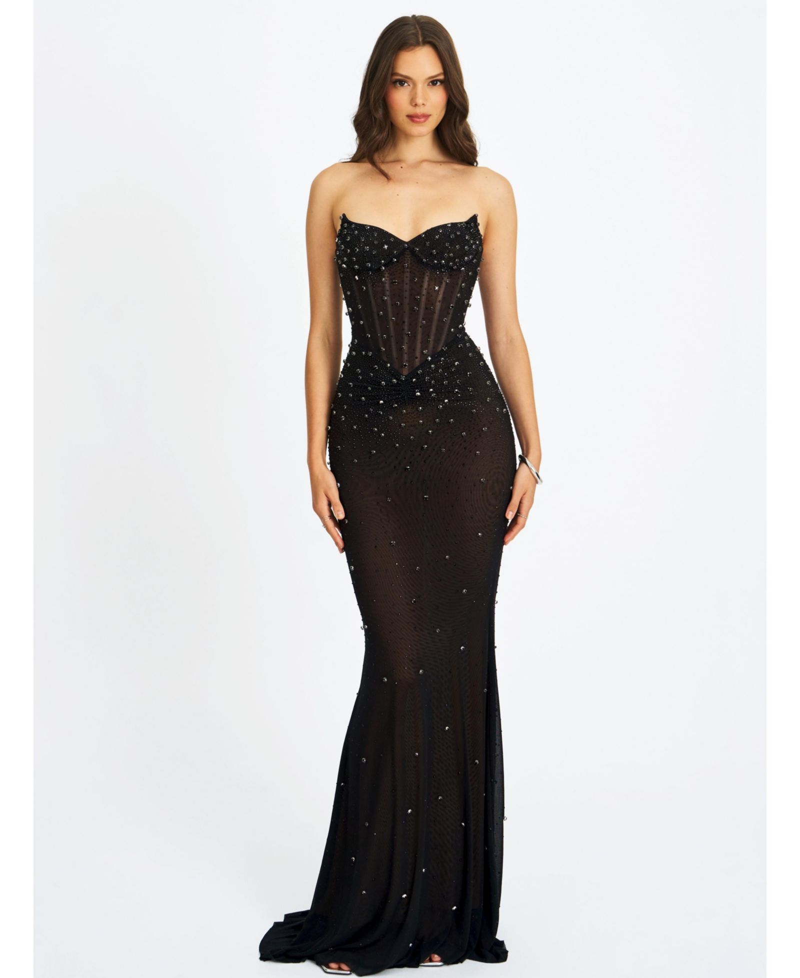 Платье maxi Miss Circle Women Fatima Black Crystal Sleeveless Corset Mermaid