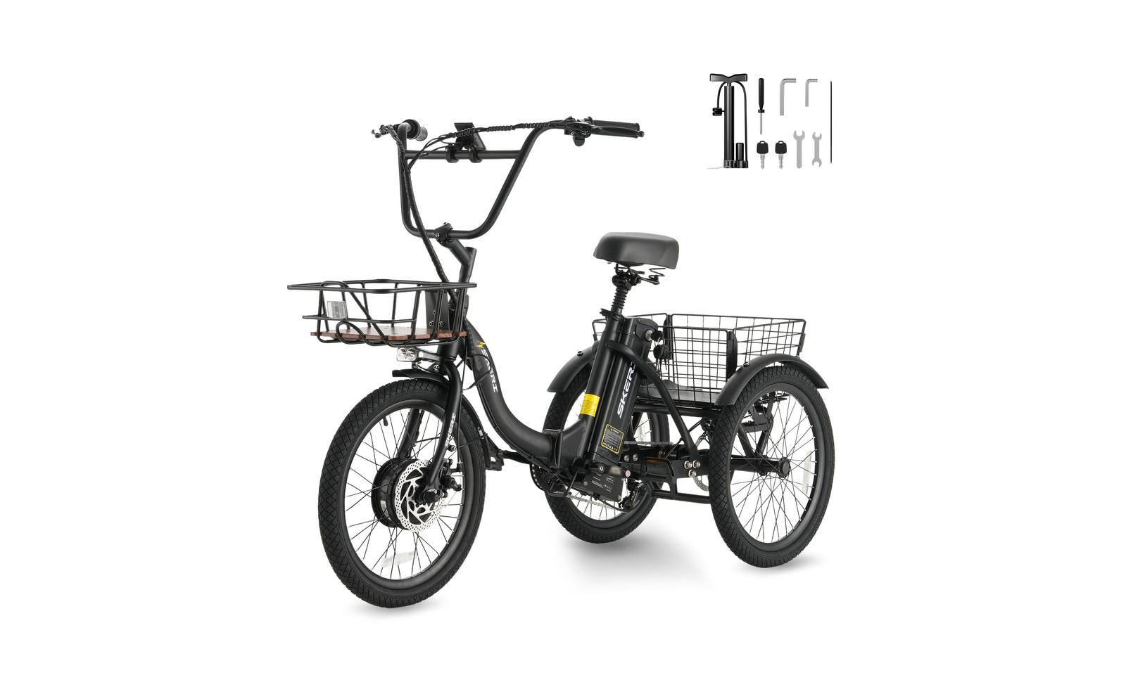 Skeri Mikolo Step-Thru Folding E-Trike, 500W 20" Electric Trike for Adults with Removable Battery & Basket