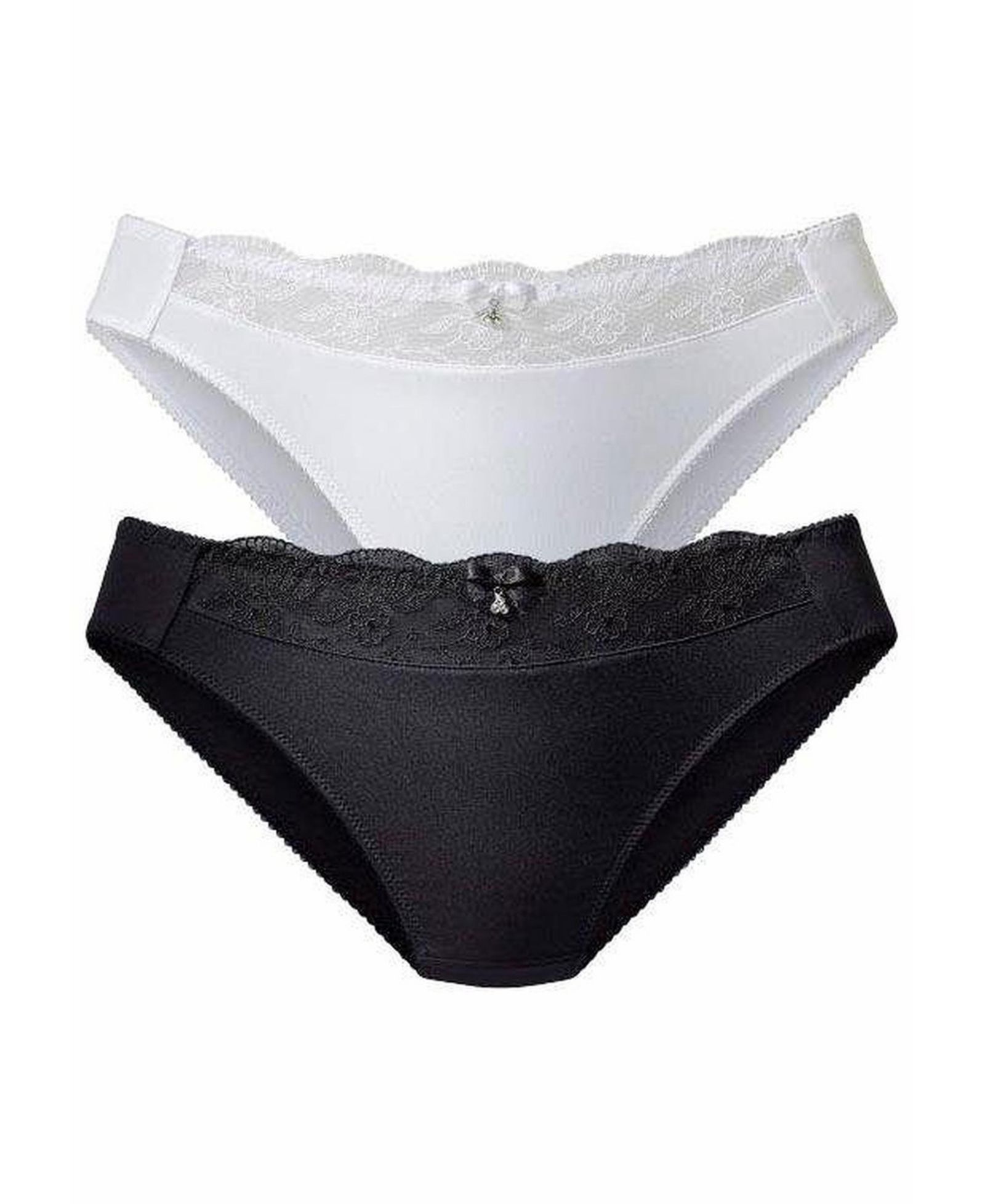 LASCANA Women's 2-Pack Lace Accent Embroidered Bikini Underwear