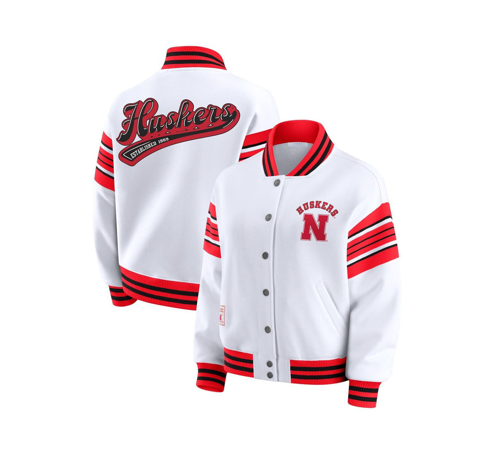 Женский флисовый свитшот-куртка WEAR by Erin Andrews White/Scarlet Nebraska Huskers