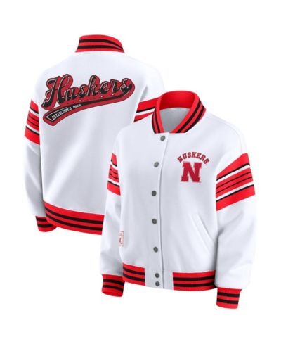 Женский флисовый свитшот-куртка WEAR by Erin Andrews White/Scarlet Nebraska Huskers