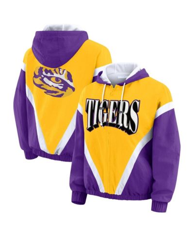 WEAR by Erin Andrews Женская ветровка-худи LSU Tigers Color Block с полной молнией, золотисто-фиолетовая