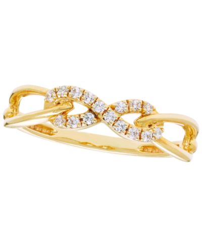 Кольцо с бриллиантом Macy's 1/8 ct. t.w. в желтом золоте 14k