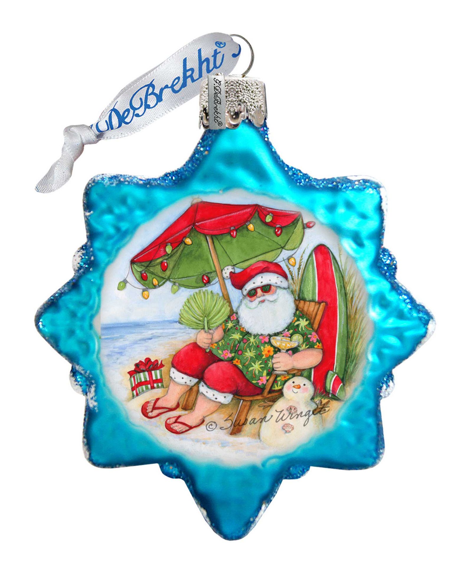 Designocracy стеклянное украшение Santa on Beach от S. Winget