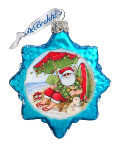 Designocracy стеклянное украшение Santa on Beach от S. Winget