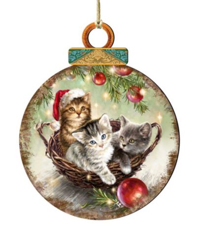Декоративное украшение Designocracy Christmas Kittens Wood Holiday Ornament