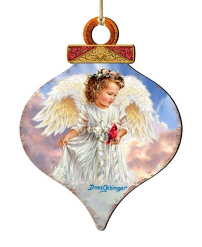 Designocracy Деревянное украшение Angel with Cardinal