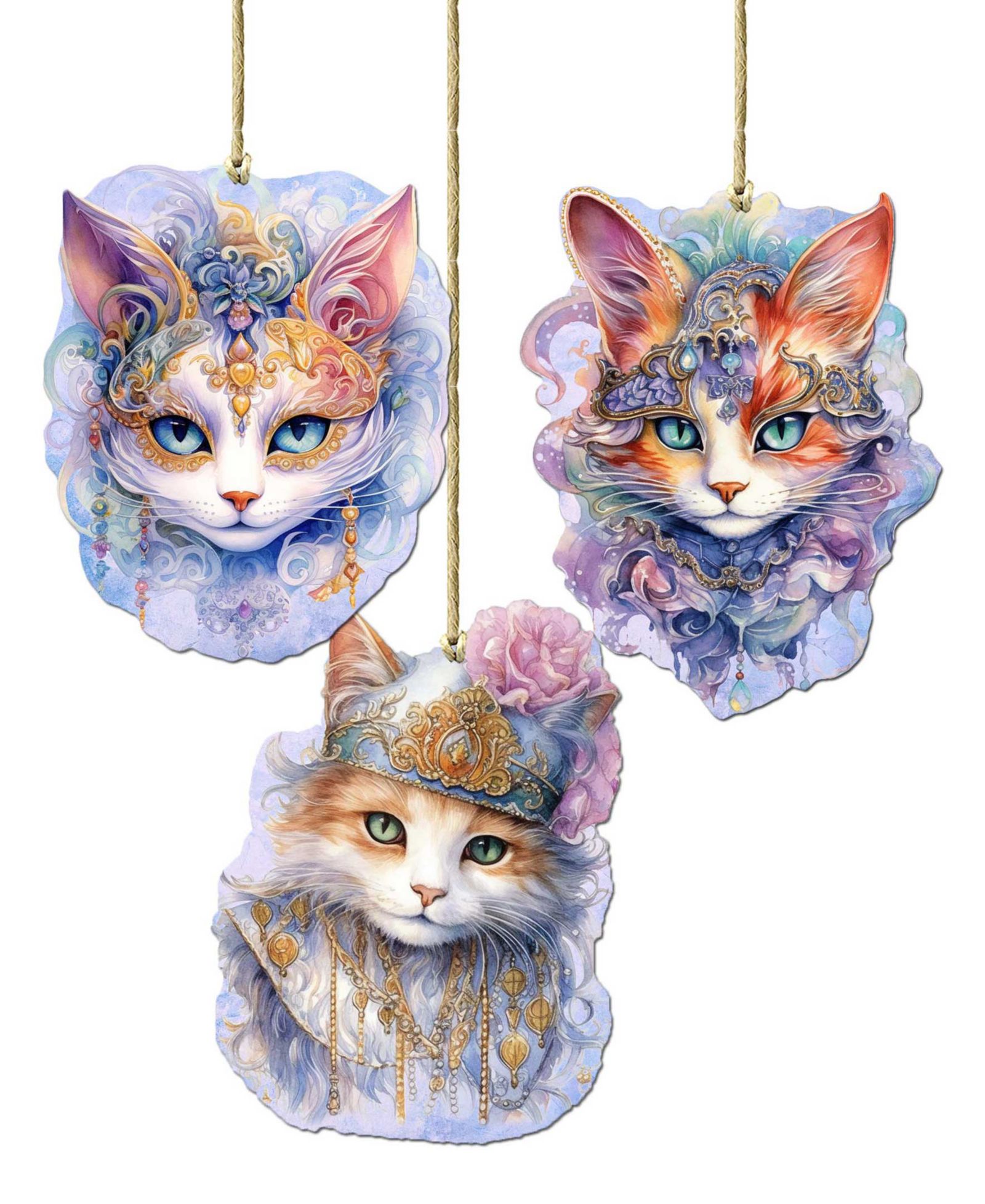 Набор праздничных украшений Designocracy Beautiful Cats, 3 шт.