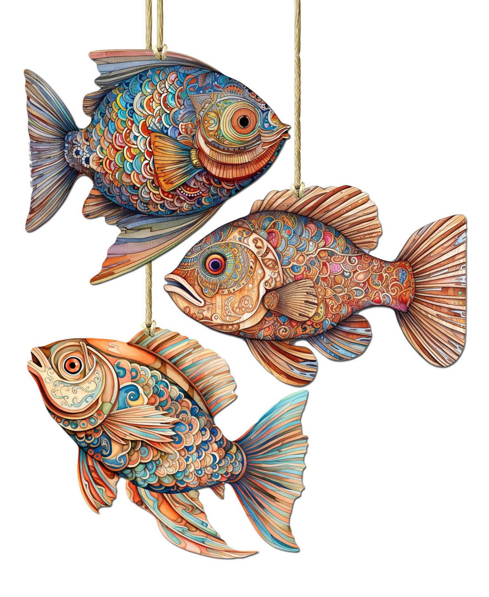 Декоративные елочные украшения Designocracy Colorful Fish, набор из 3 шт.