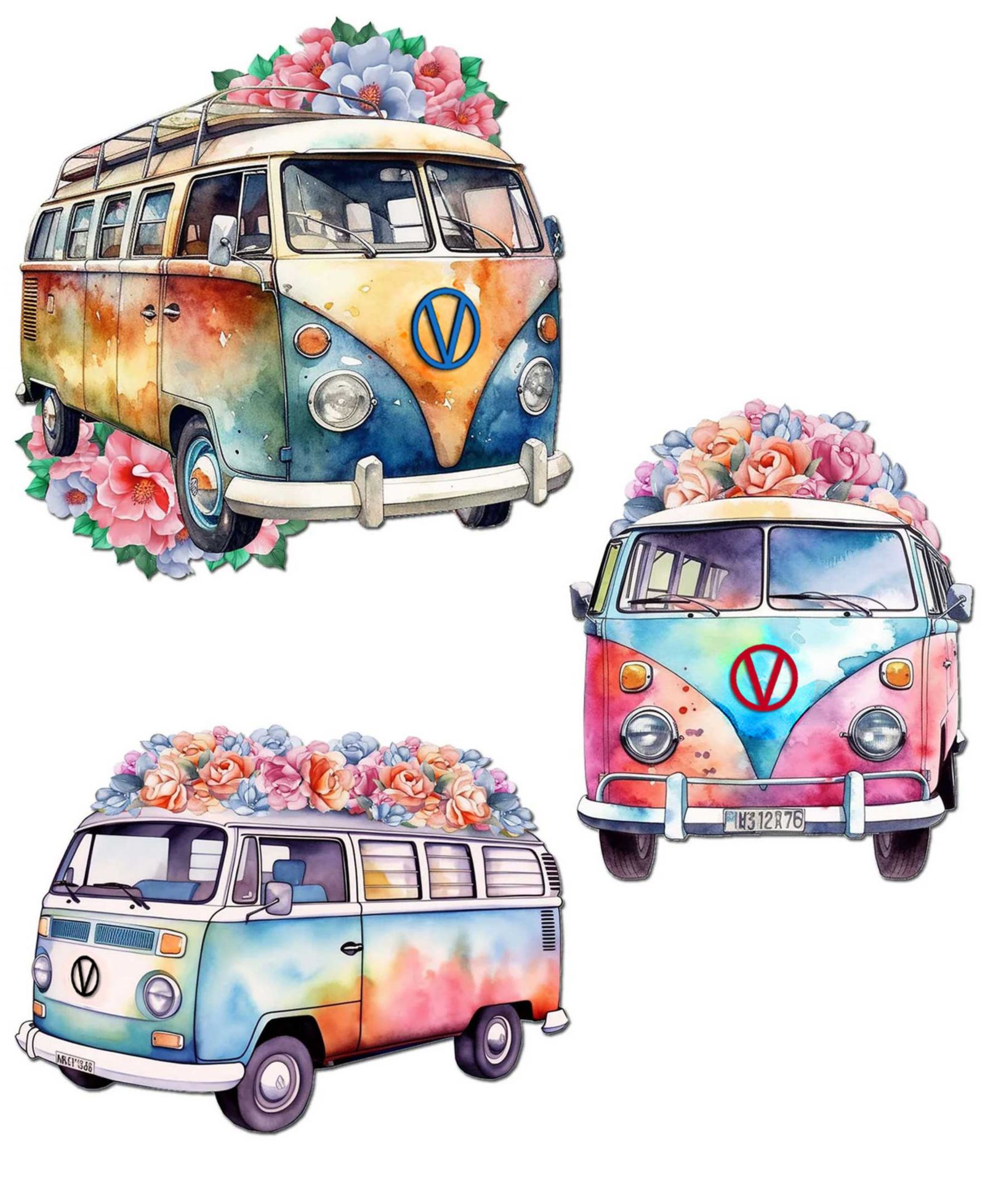 Набор деревянных украшений Volkswagen Vans от Designocracy, 3 шт.