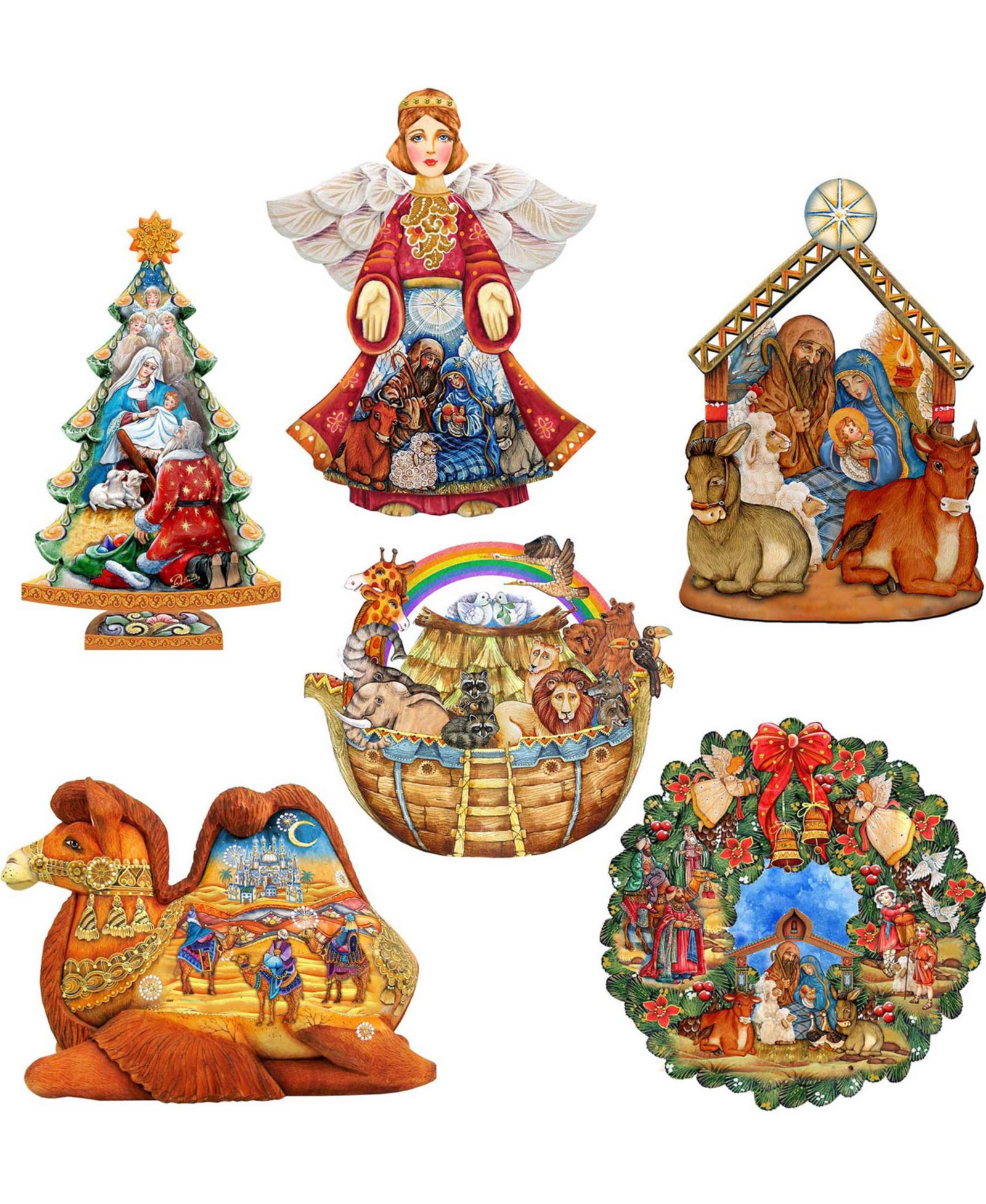 Набор деревянных подвесных украшений Designocracy Nativity, 6 шт.