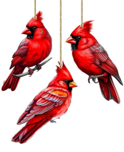 Деревянные украшения Designocracy Red Cardinals, Set of 3