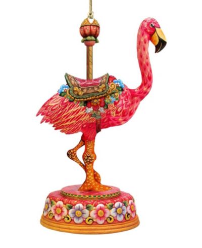 Designocracy деревянное украшение на елку Carousel Flamingo Holiday
