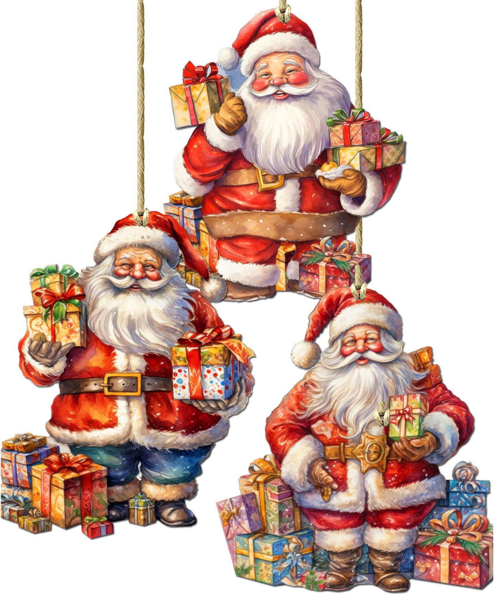 Designocracy Деревянные украшения Santa's Gifts, набор из 3 шт.