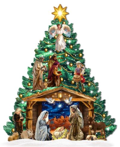 Designocracy Nativity Christmas Tree Garden Indoor Décor