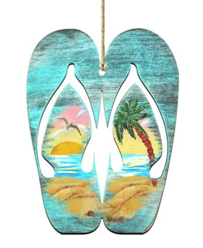 Декоративное украшение Designocracy Rustic Flip Flops Wooden