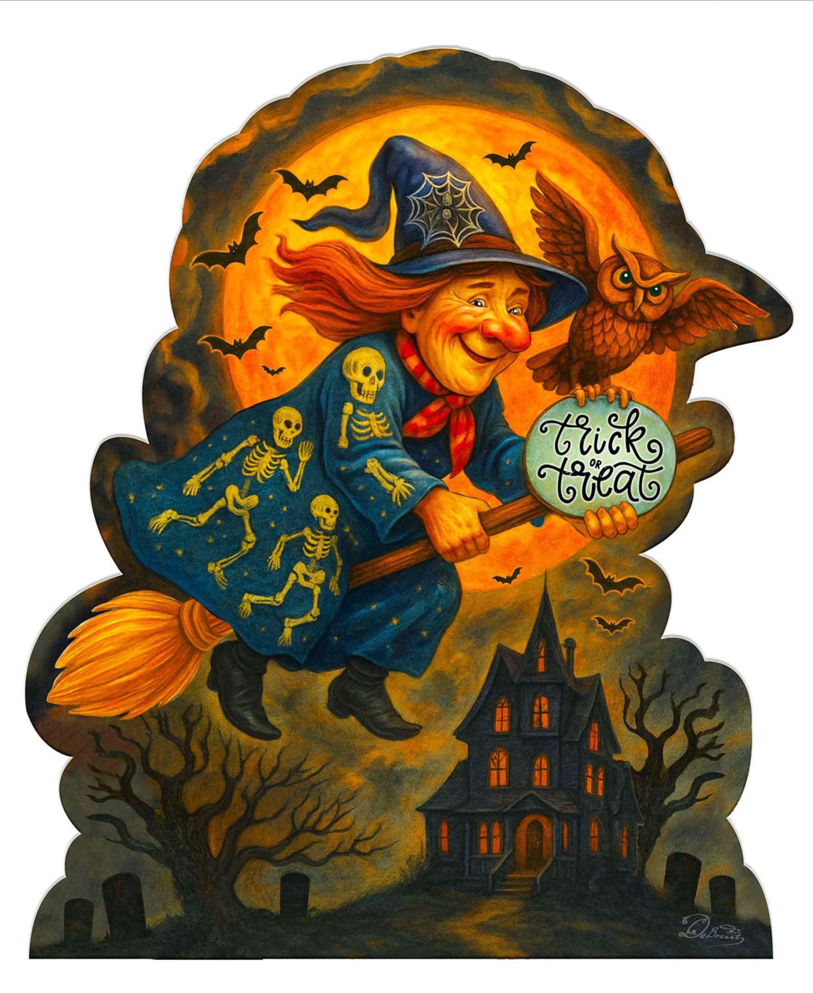 Настенное украшение Designocracy Halloween Flying Witch