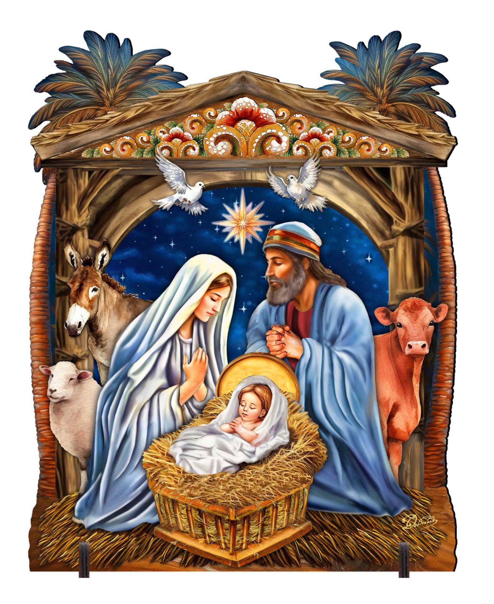 Деревянный декор Designocracy Nativity Scene для сада и дома