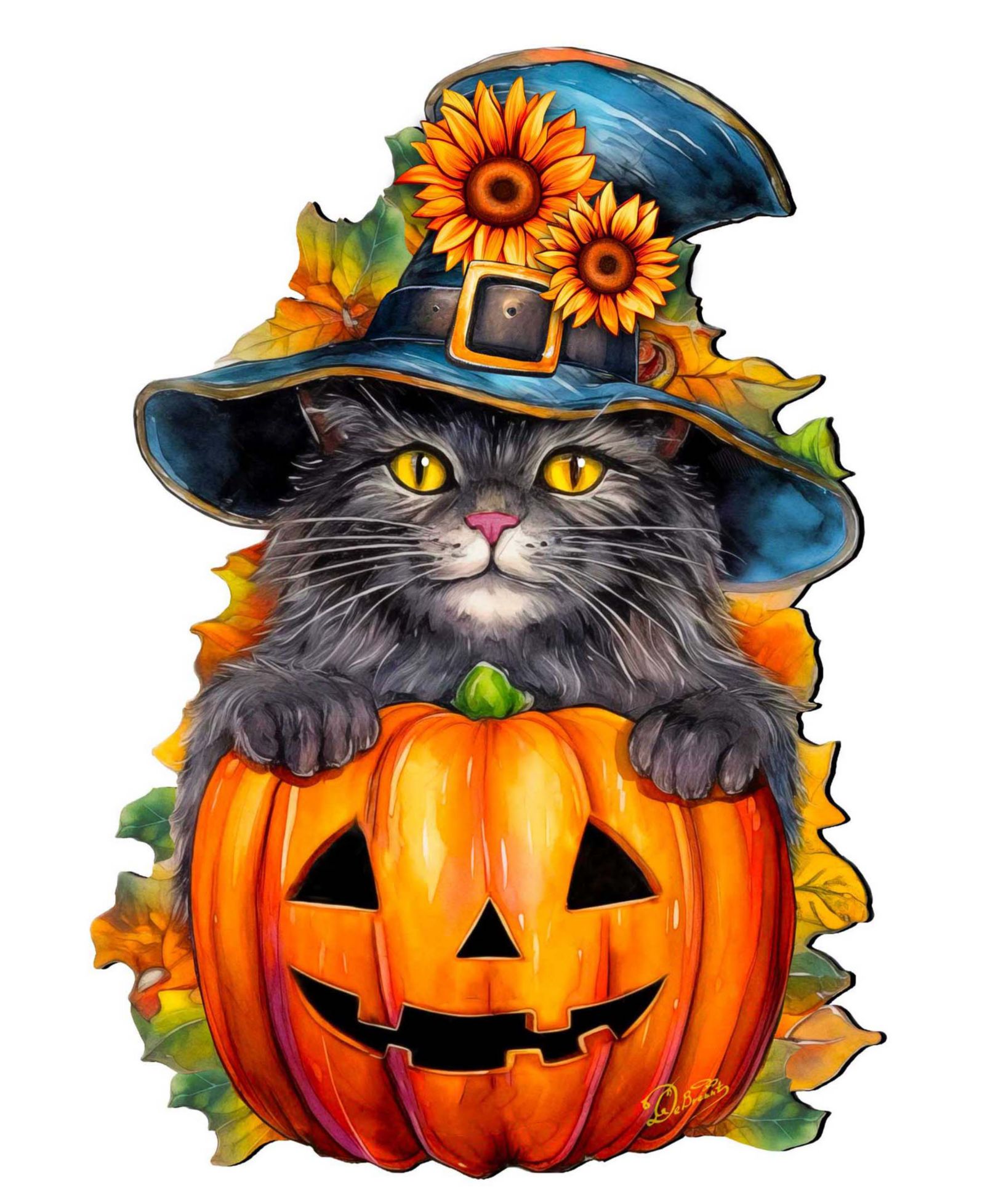 Декор для двери Designocracy Black Cat Pumpkin Holiday