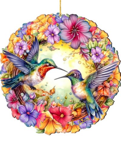 Designocracy Hummingbirds Wreath Christmas Ornament
