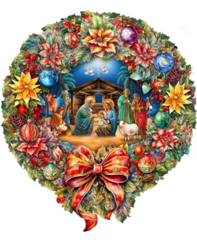Designocracy Nativity Wreath Holiday Door Décor
