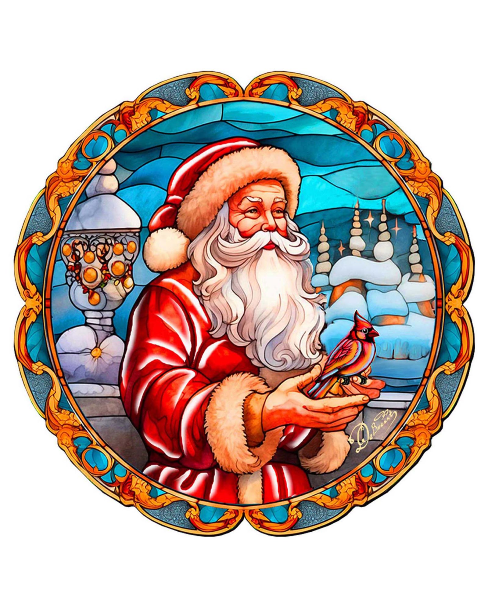 Декор Designocracy Santa with Cardinal Holiday Décor