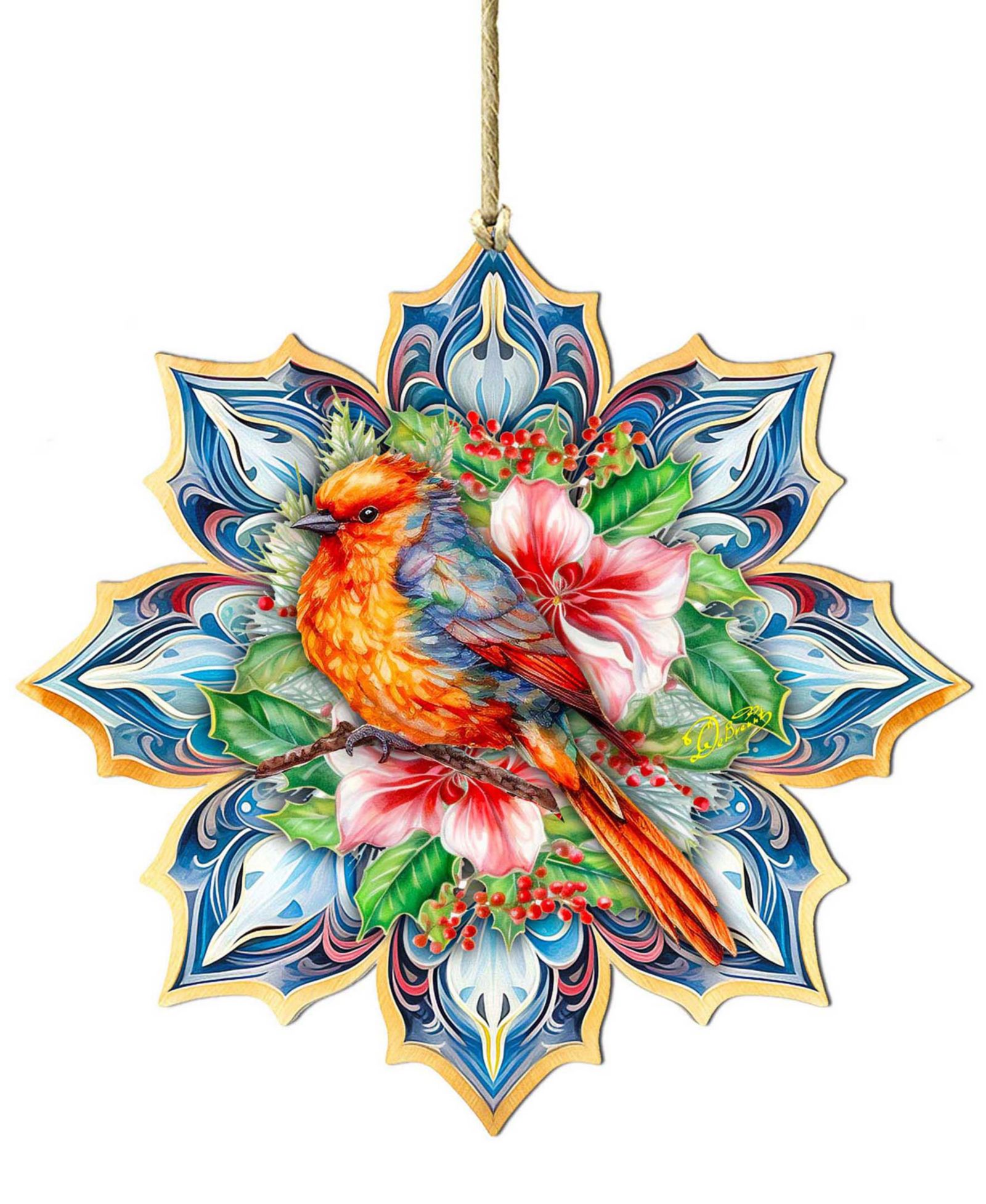 Деревянное украшение Designocracy Forest Bird Snowflake