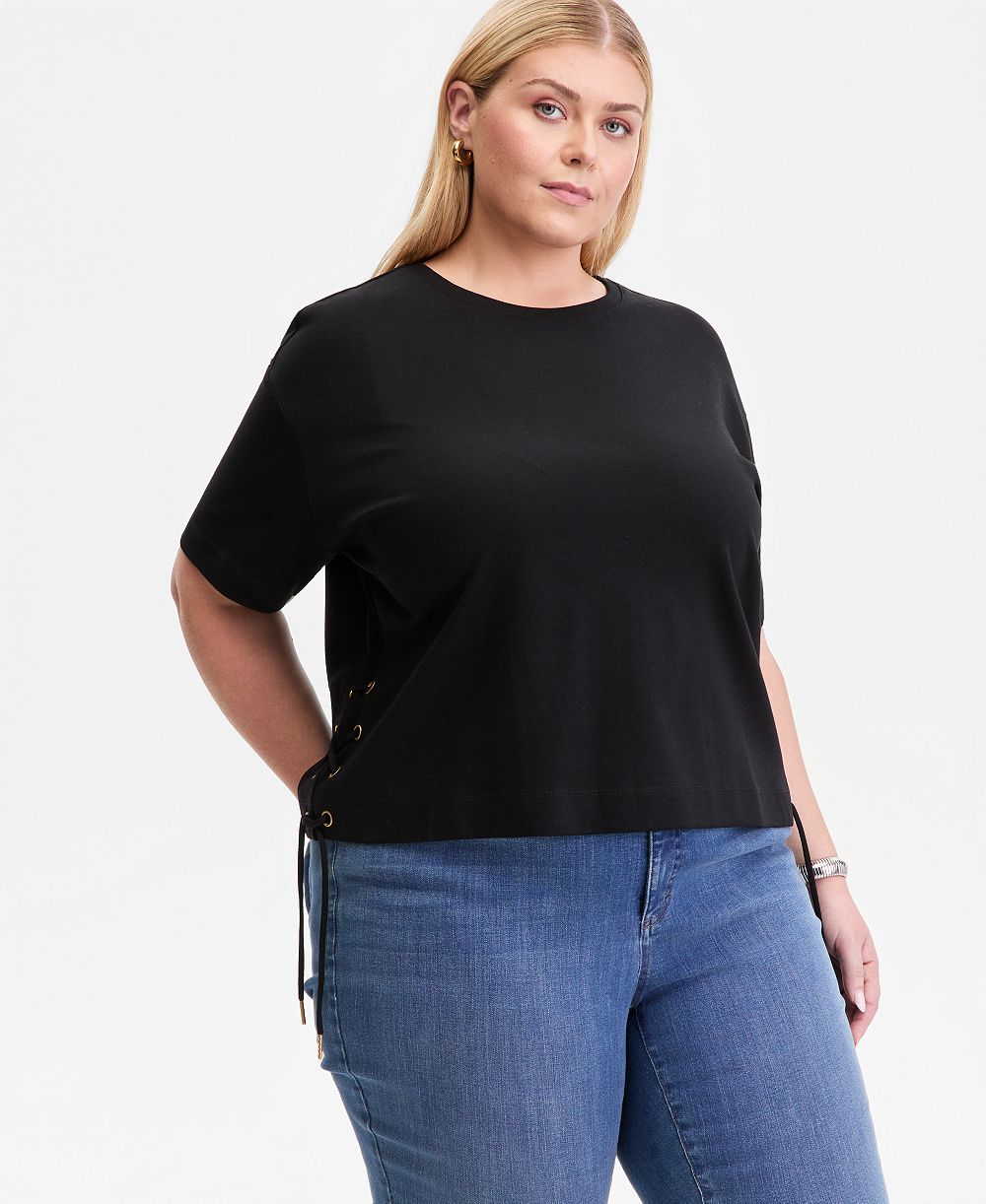 I.N.C. International Concepts хлопковая футболка с завязками по бокам, Plus Size
