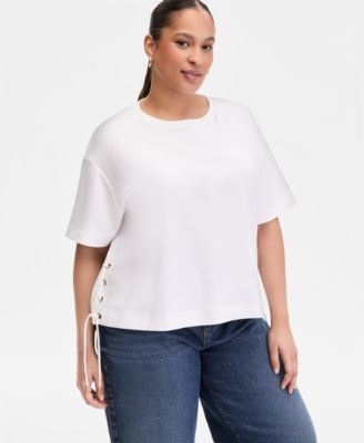 I.N.C. International Concepts хлопковая футболка с завязками по бокам, Plus Size