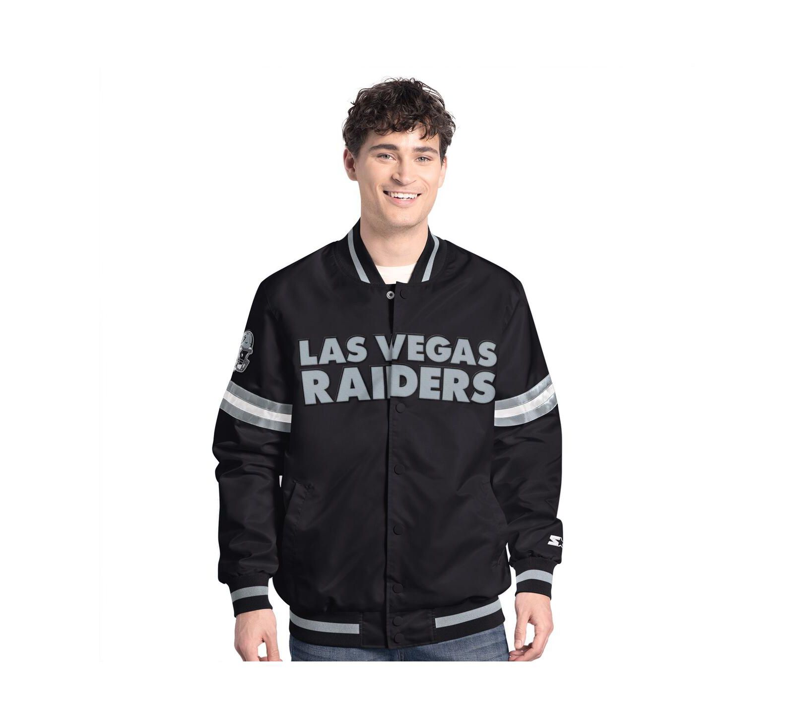 Starter Men's Black Las Vegas Raiders Scout Full-Snap Varsity Jacket