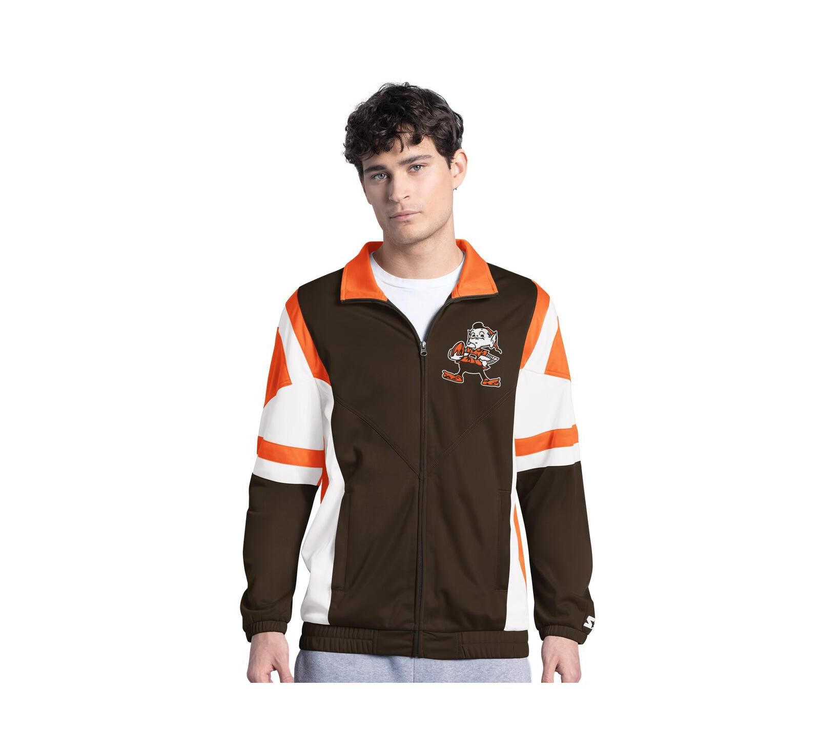 Starter Men's Brown Cleveland Browns Contender Logo Full-Zip Track Jacket