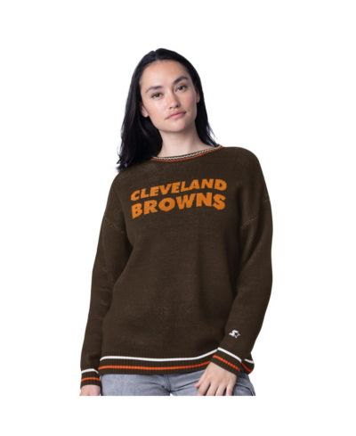 Женский оверсайз свитер Starter Cleveland Browns коричневый с вязаным узором